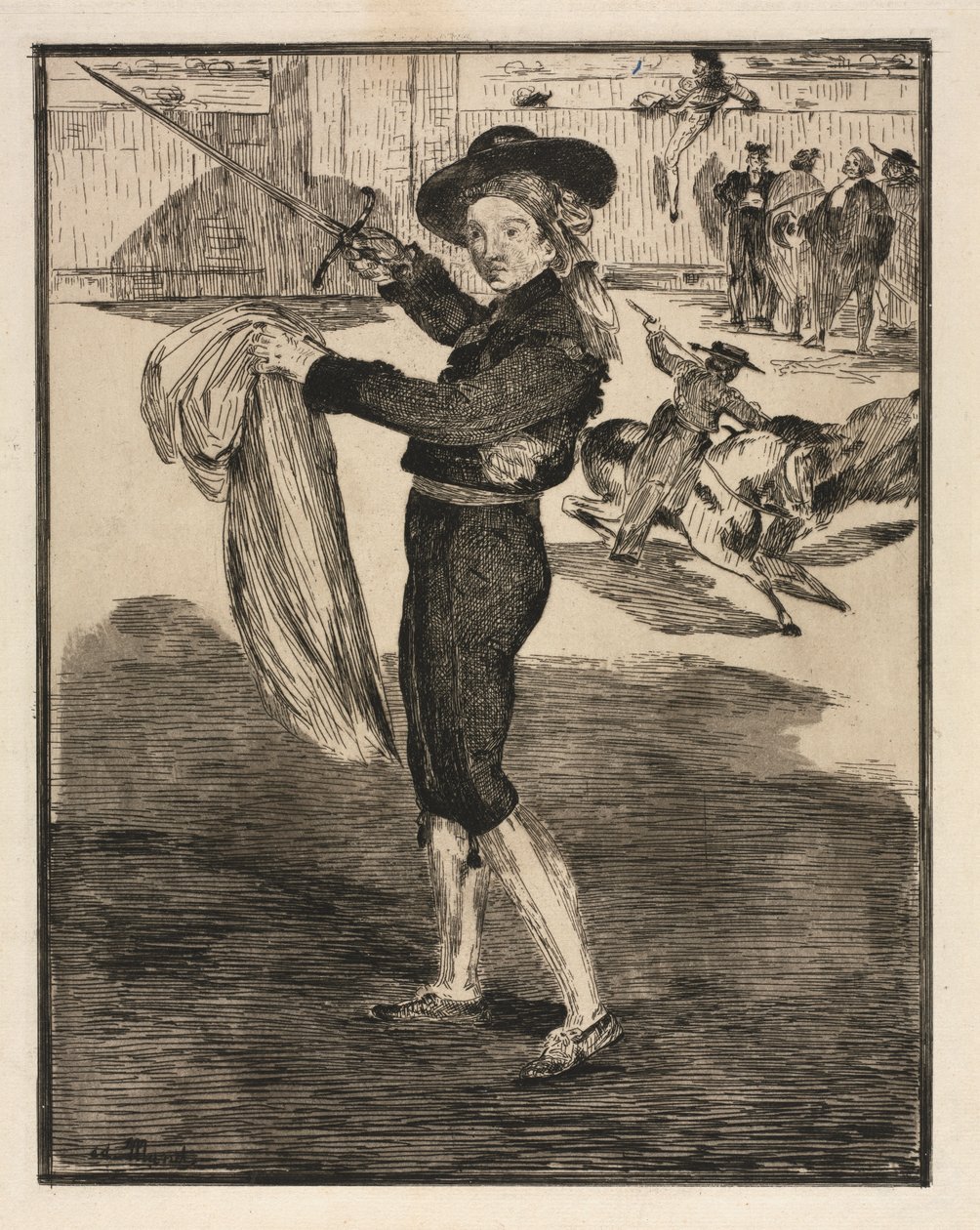 Mille, Victorine en traje de Espada (aguafuerte y aguatinta) de Édouard Manet