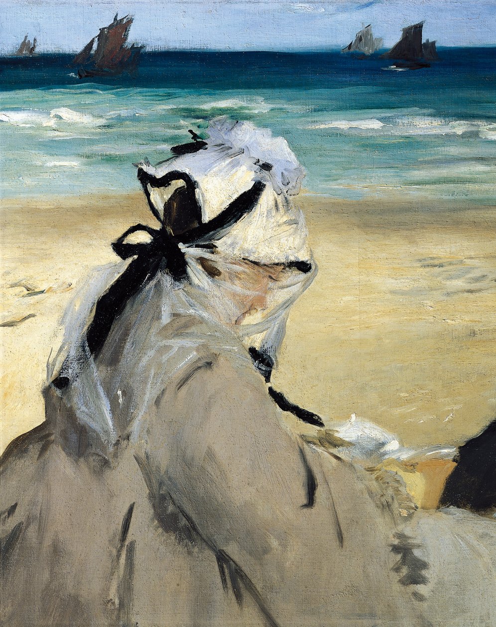 En la playa, de Edouard Manet, detalle de Édouard Manet