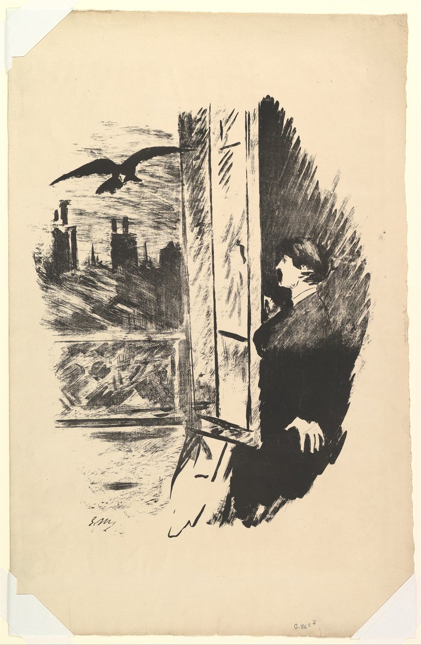 Abrí Aquí la Persiana. Ilustración de El Cuervo de Edgar Allan Poe de Édouard Manet