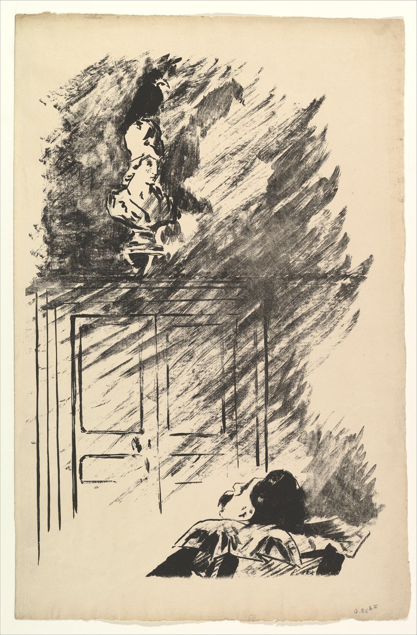 Encima de un Busto de Palas. Ilustración para El Cuervo de Edgar Allan Poe de Édouard Manet