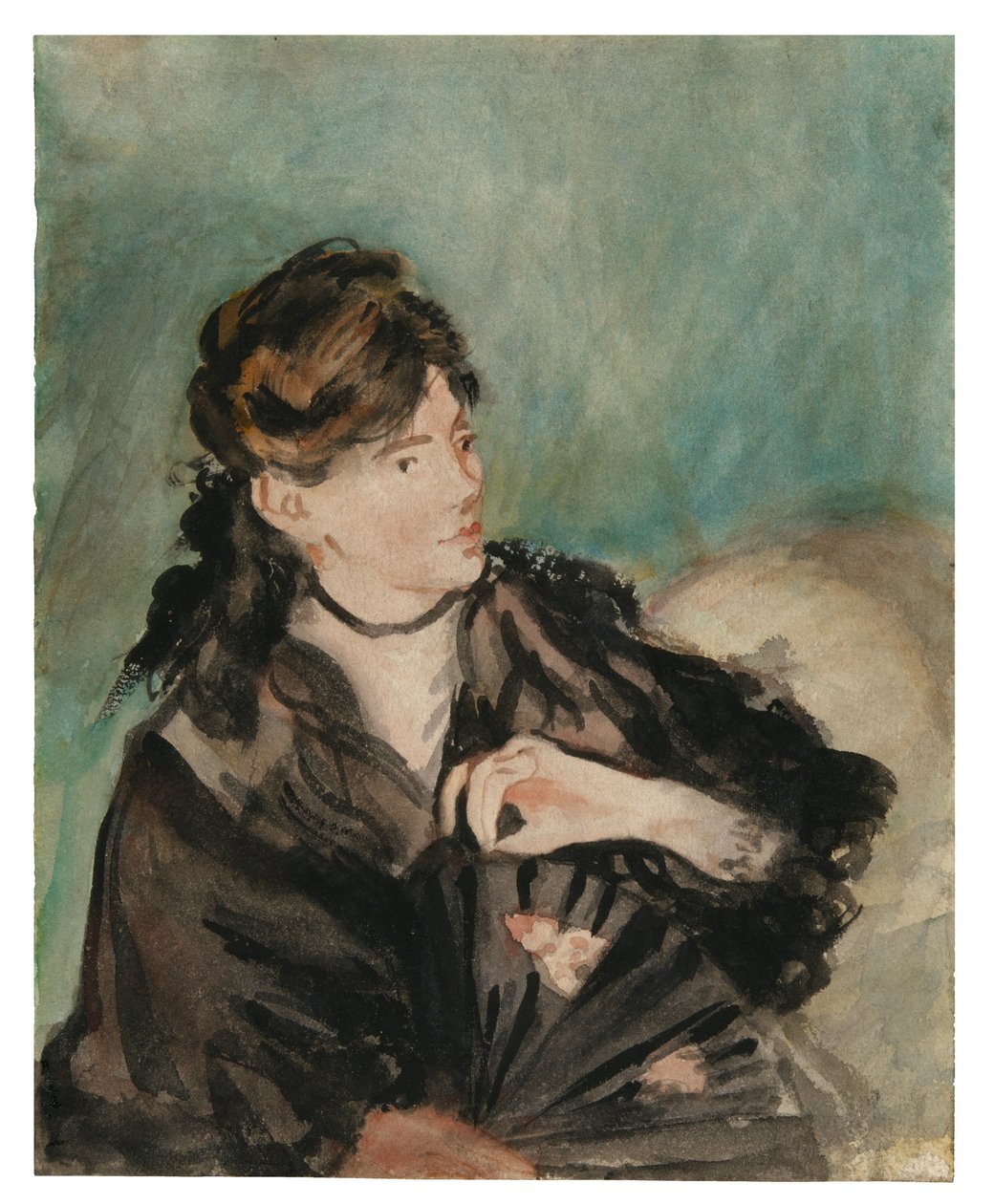 Retrato de Berthe Morisot con un abanico de Édouard Manet