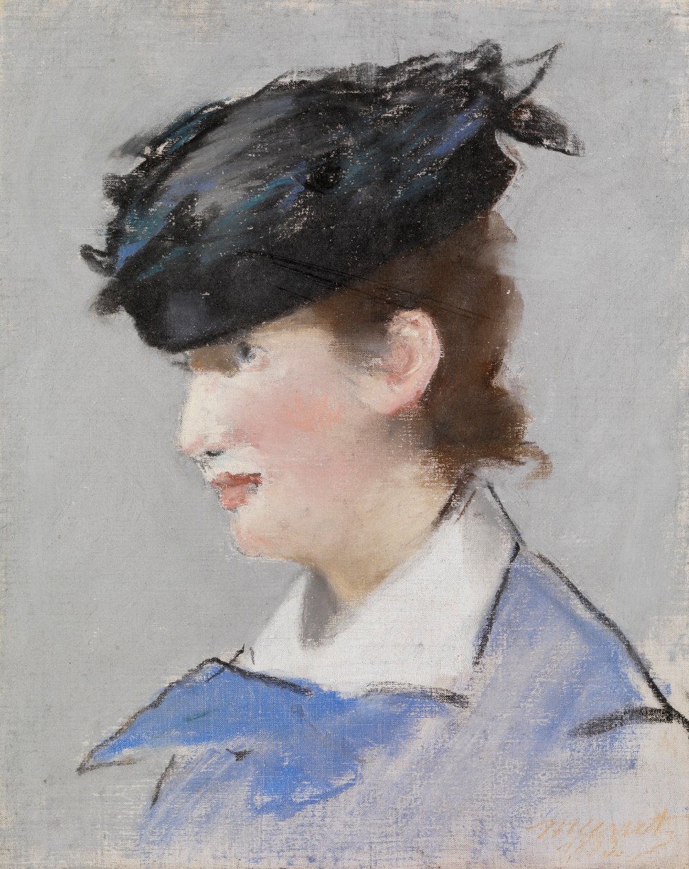 Retrato de una dama, c.1882-83 (pastel sobre lienzo de lino imprimado) de Édouard Manet