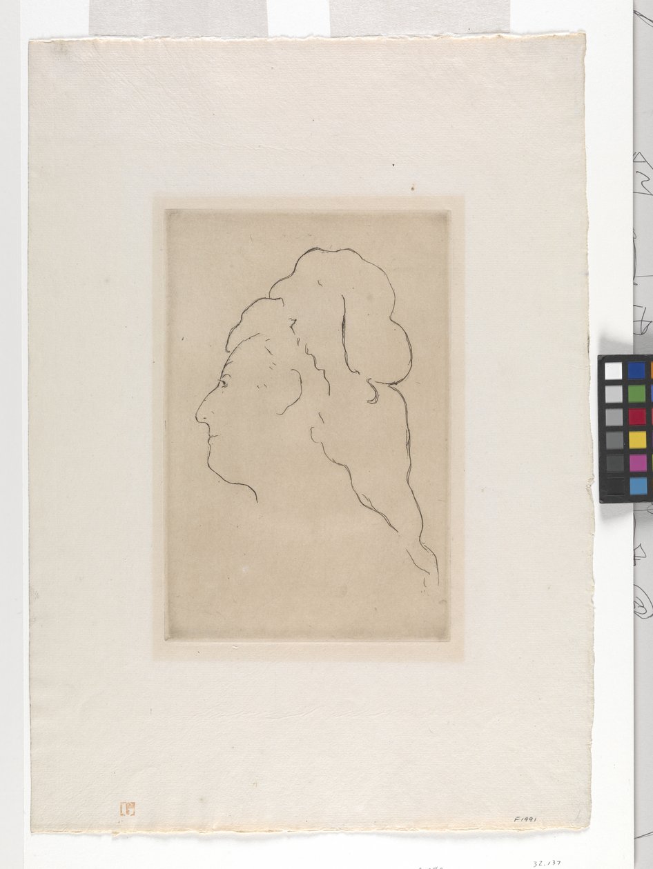Perfil de Eva Gonzales girada a la izquierda (aguafuerte) de Édouard Manet