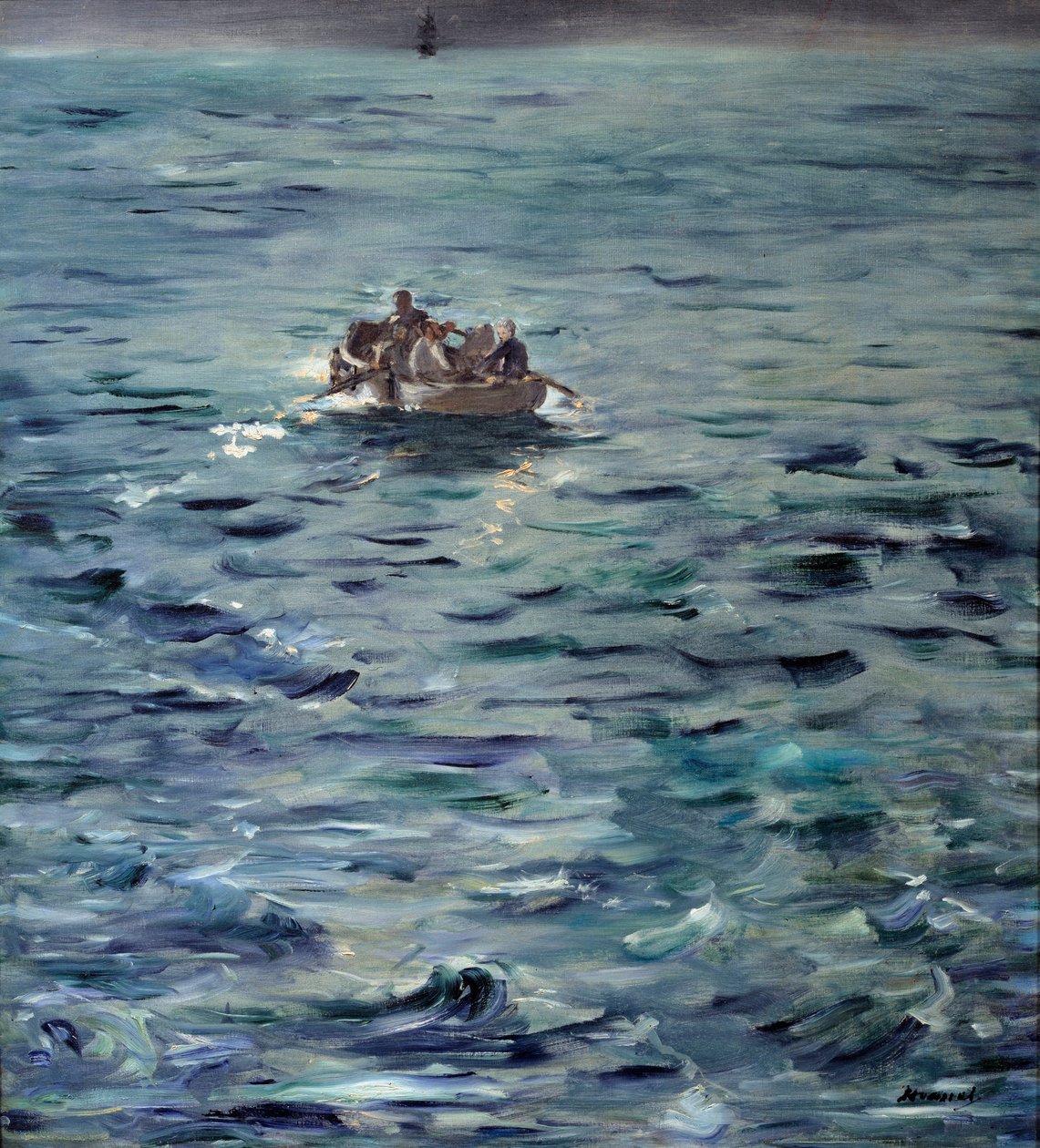 La fuga de Rochefort. Henri de Rochefort escritor francés (1831-1913) deportado a la península de Ducos en Nueva Caledonia escapó en marzo de 1874 con Grousset y Pain. de Édouard Manet