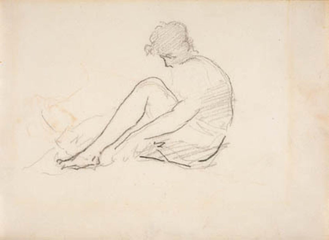 Mujer sentada (Un boceto ligero de una cabeza masculina) de Édouard Manet
