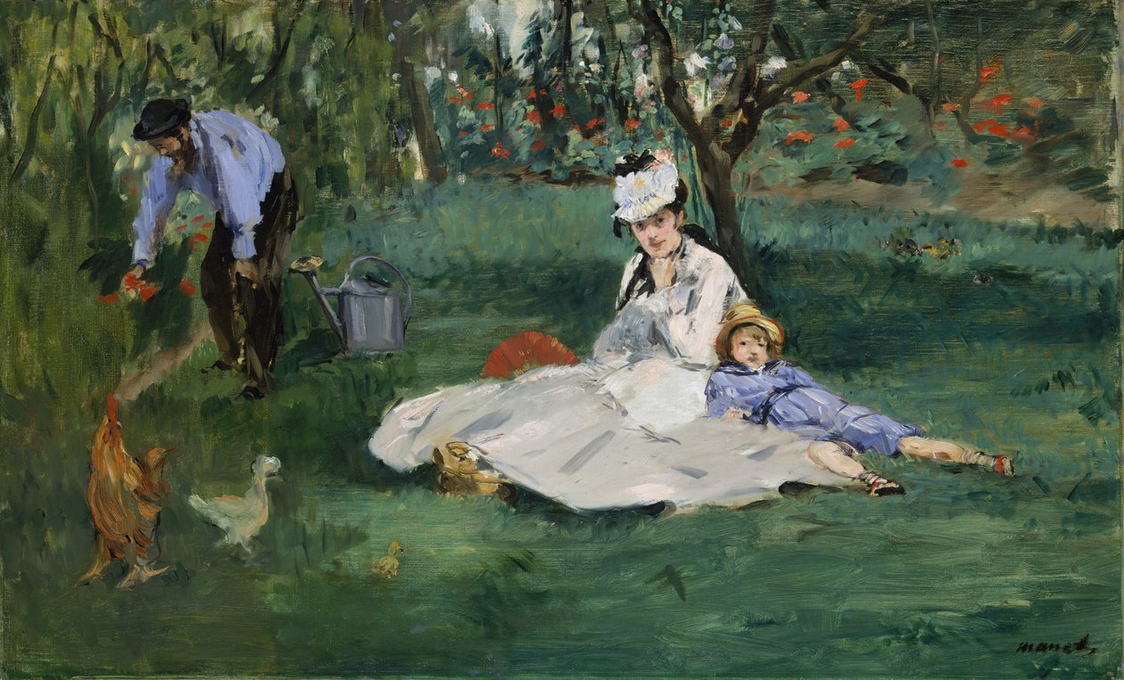 La Familia Monet en su Jardín en Argenteuil de Édouard Manet