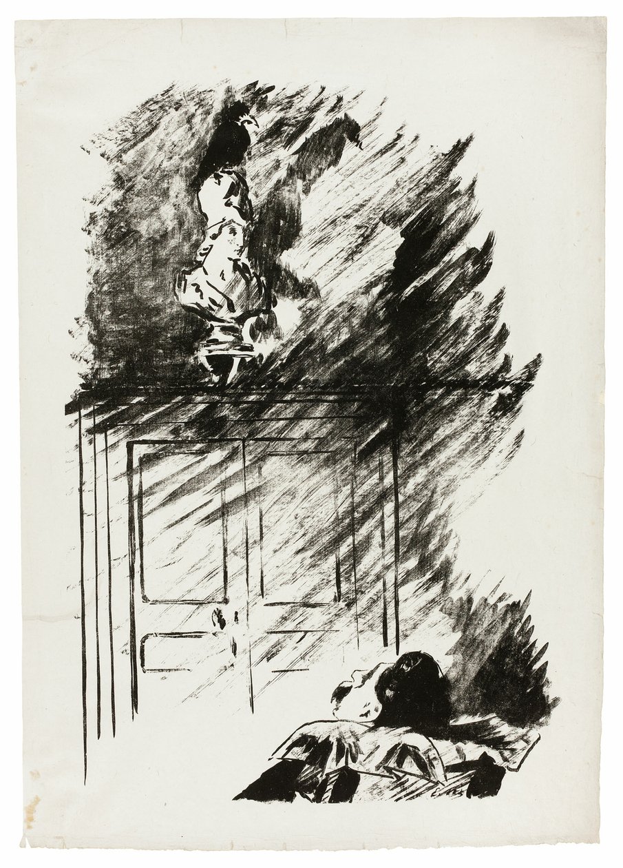 El Cuervo sobre el Busto de Palas ("Posado sobre un busto de Palas..."), de El Cuervo (Le Corbeau) de Édouard Manet