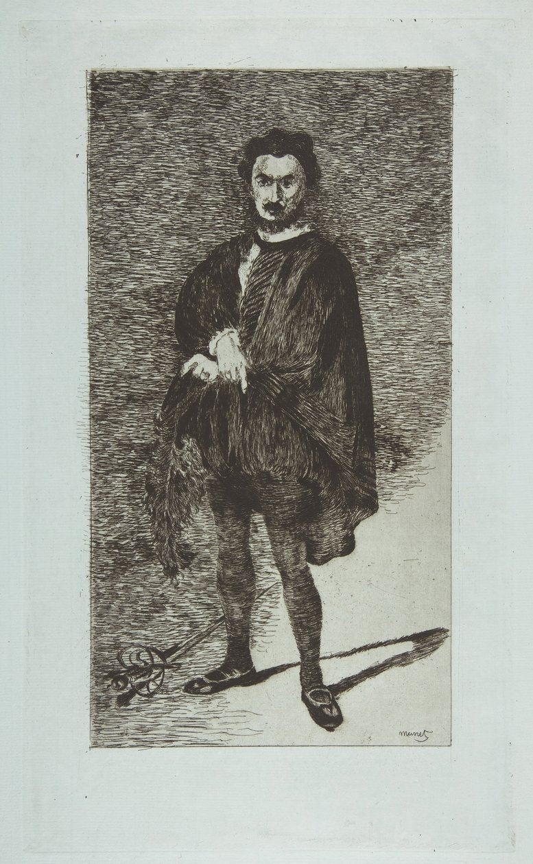 El actor trágico: Rouvière en el papel de Hamlet, 1865-66 de Édouard Manet