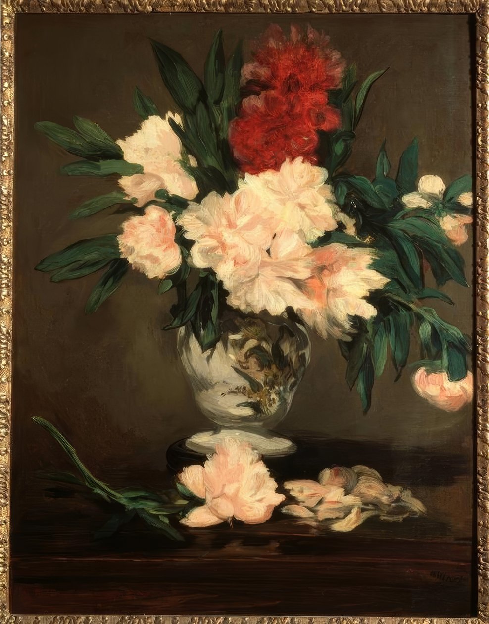 Jarrón de peonías sobre pedestal de Édouard Manet