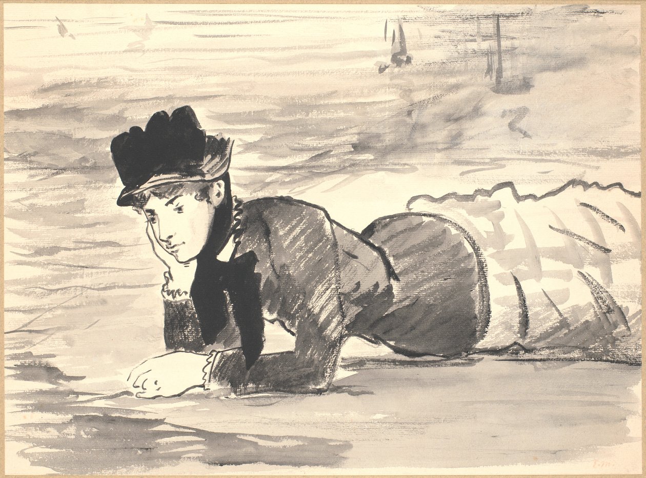 Mujer acostada en la playa. Annabel Lee de Édouard Manet