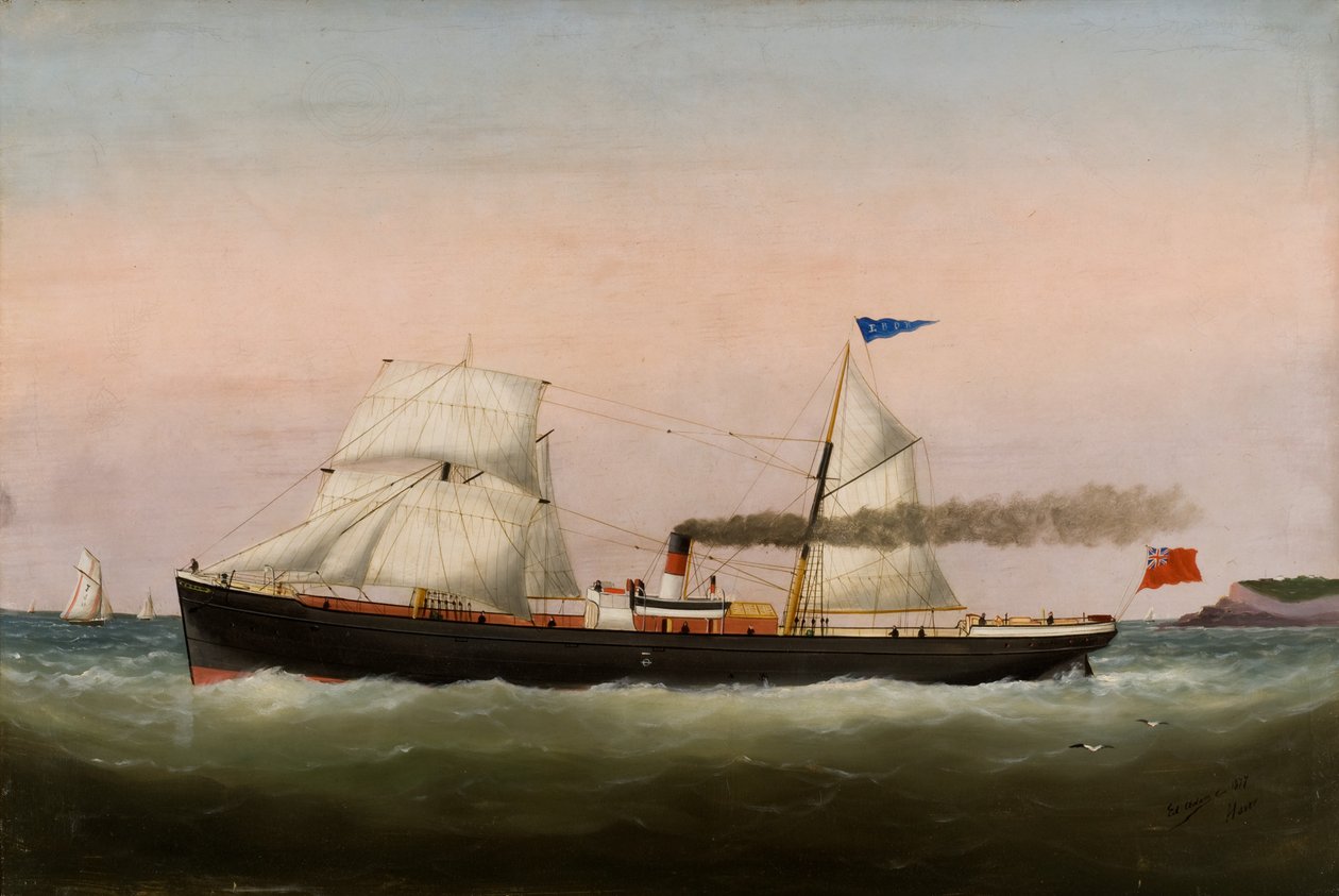 Barcos de vela, Le Havre, 1877 de Edouard Marie Adam