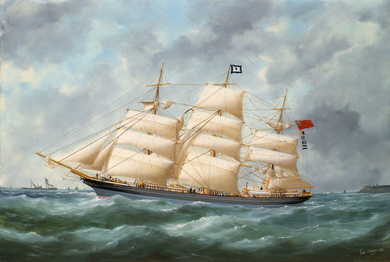El barco "Haddon Hall", mediados del siglo XIX a principios del XX (pintura al óleo) de Edouard Marie Adam