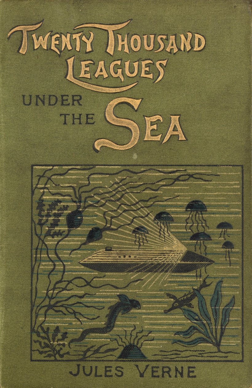 Portada de "Veinte mil leguas de viaje submarino" de Julio Verne, c.1870 (portada del libro) de Edouard & Neuville Alphonse Marie Adolphe de (1835 85) Riou