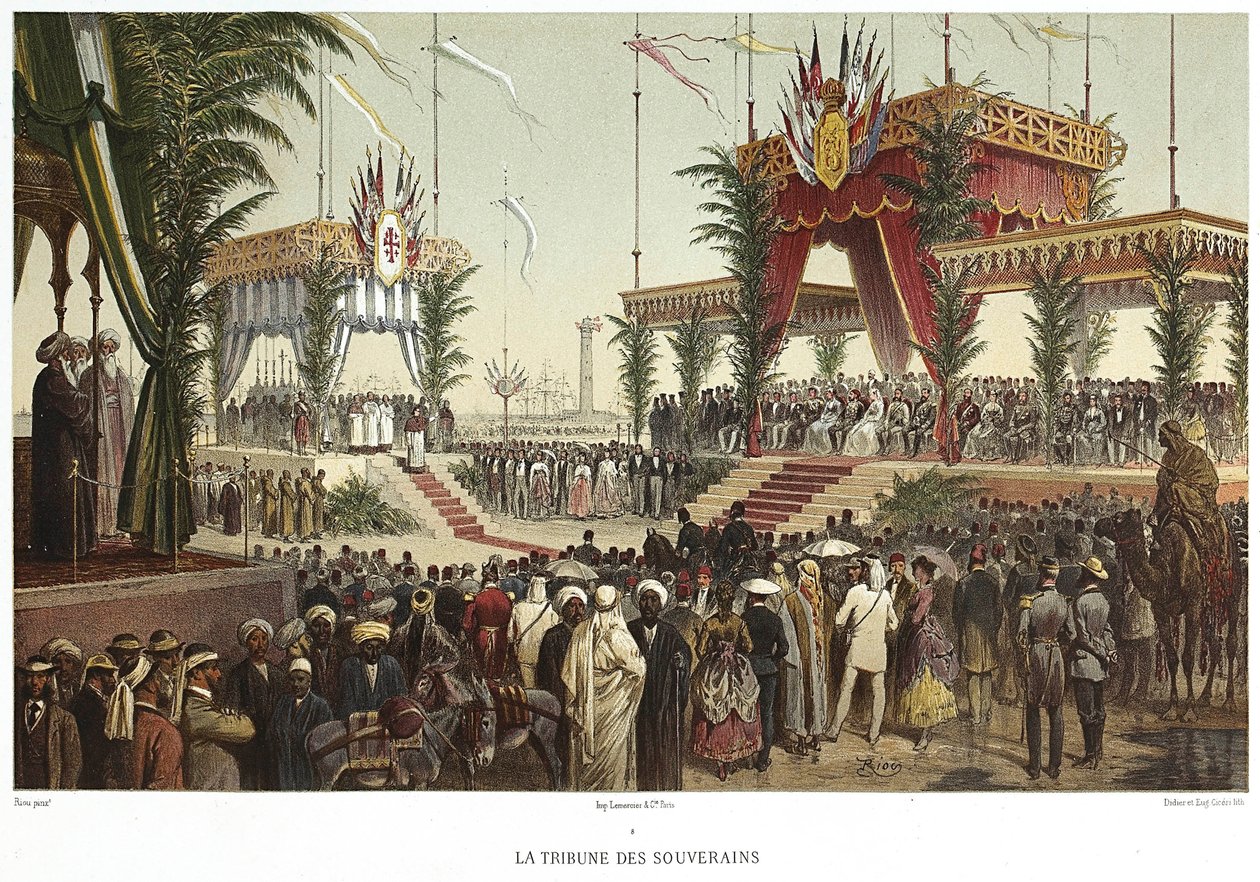 Canal de Suez. La tribuna de los soberanos, 1869 de Edouard Riou