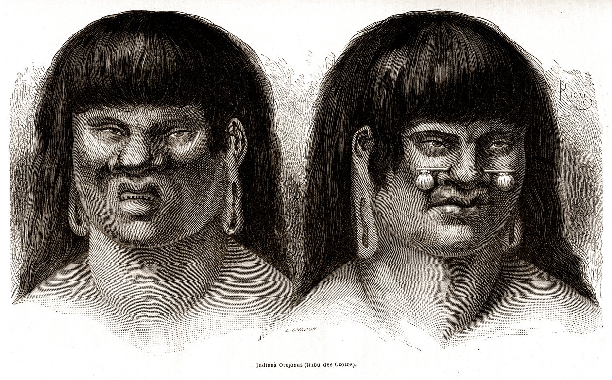 Pareja de indios Orejones peruanos (tribu de los Ccotos) de Edouard Riou