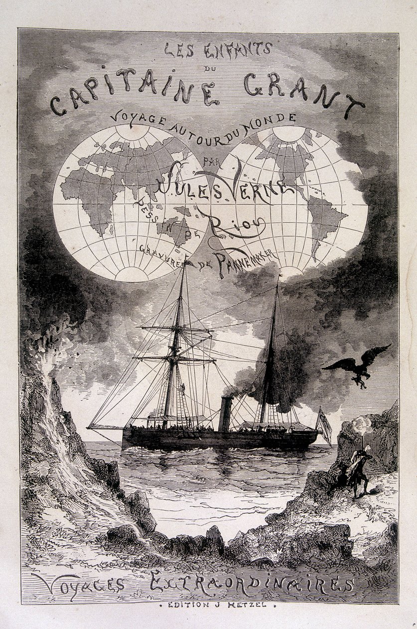 Frontispicio “Los hijos del Capitán Grant” por Jules Verne de Edouard Riou