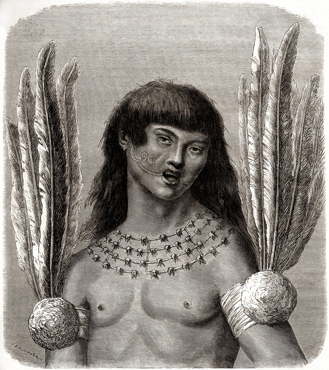 Retrato de un indio ticuna de Perú de Edouard Riou