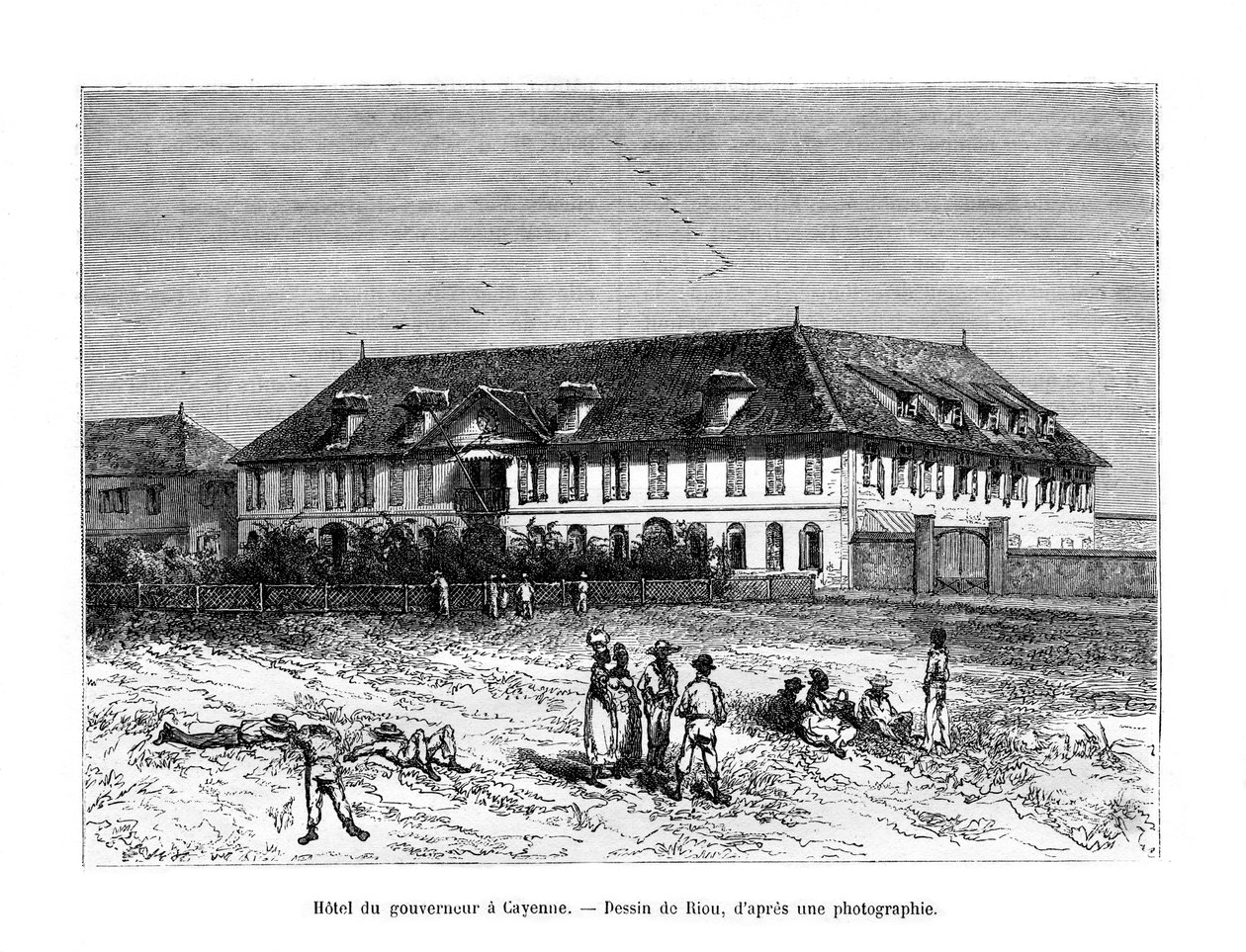 La Casa de los Gobernadores, Cayena, Guayana Francesa, América del Sur, siglo XIX de Edouard Riou