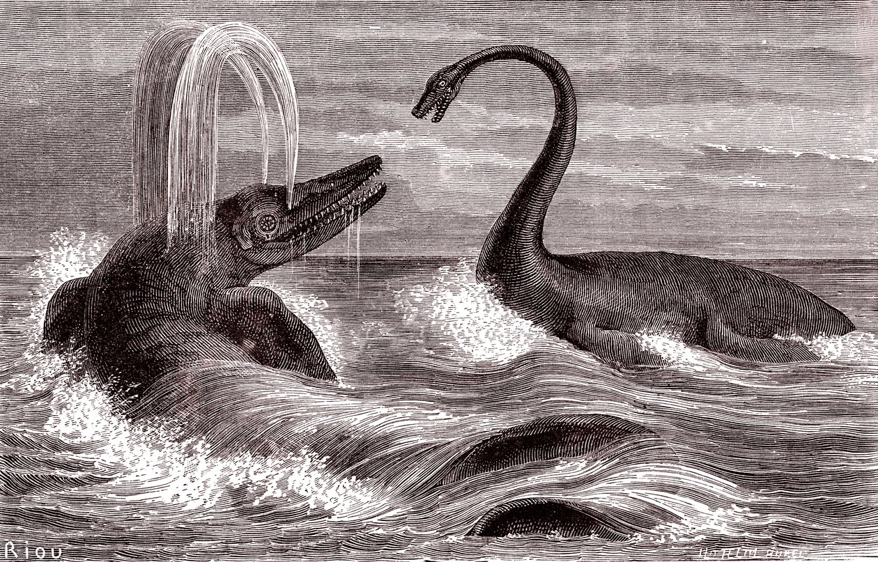 El Ichtyosaurus y el Plesiosaurus de Edouard Riou