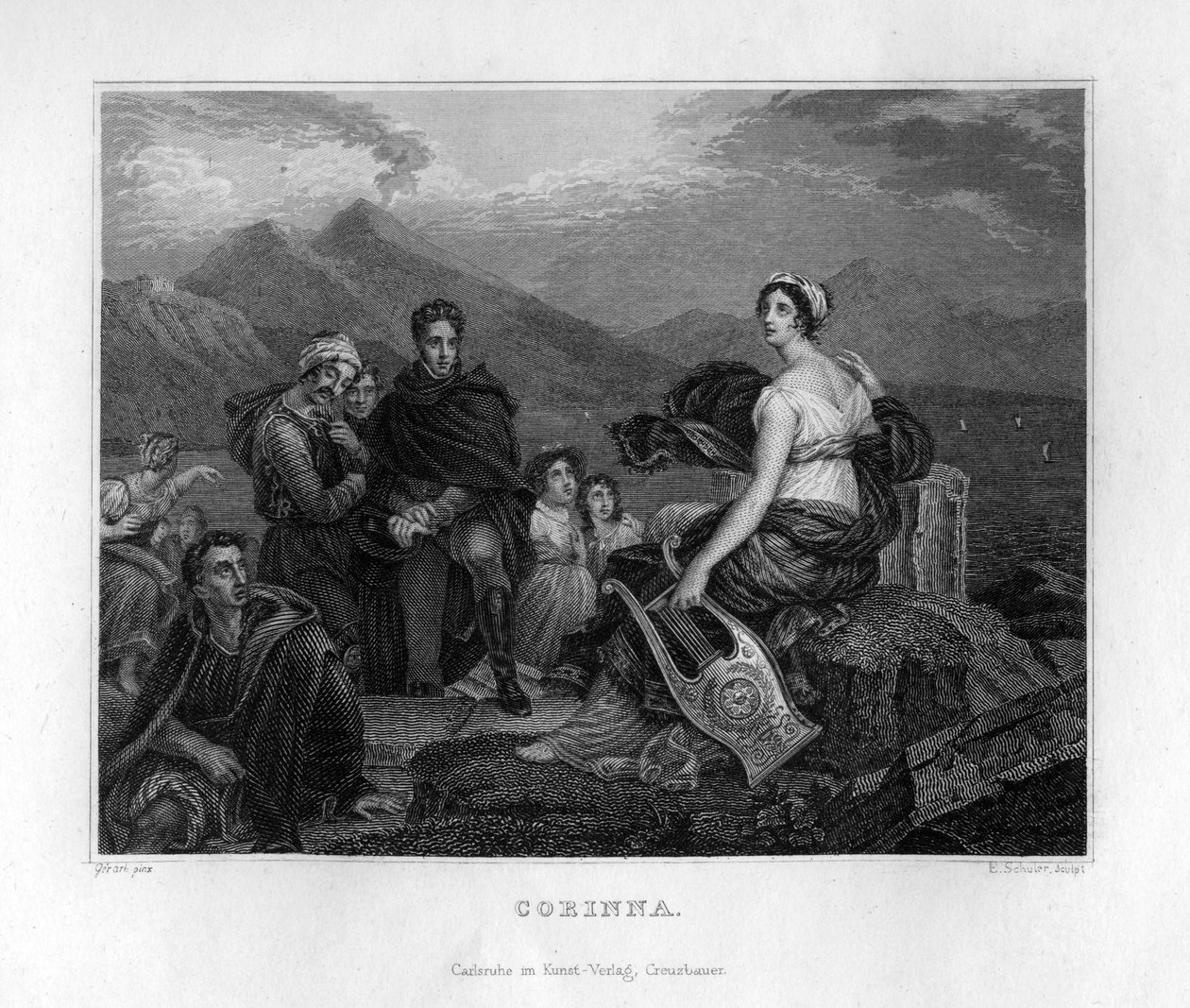 Corinna, poeta griega antigua, c1833 de Edouard Schuler