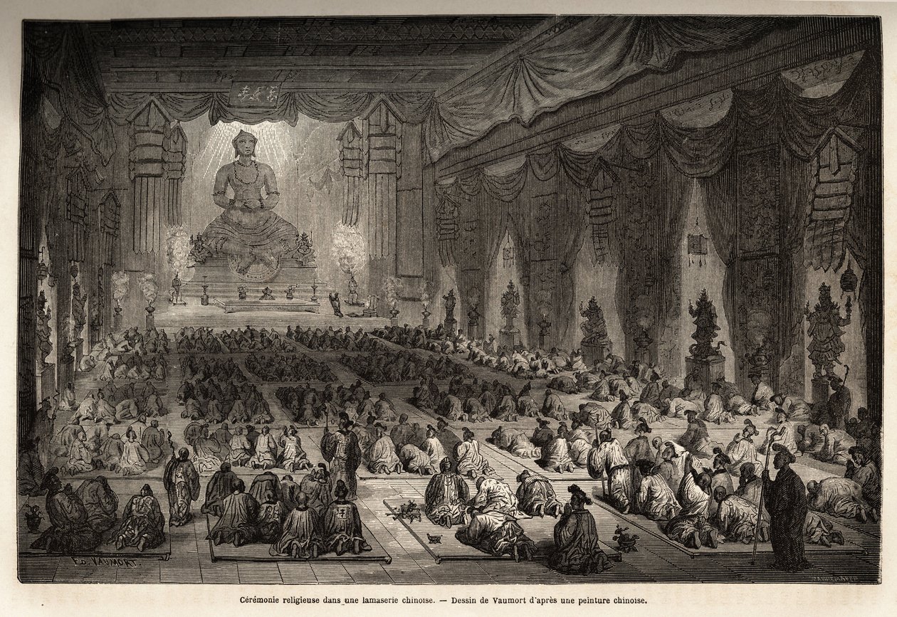 Ceremonia religiosa en una lamasería china de Edouard Vaumort