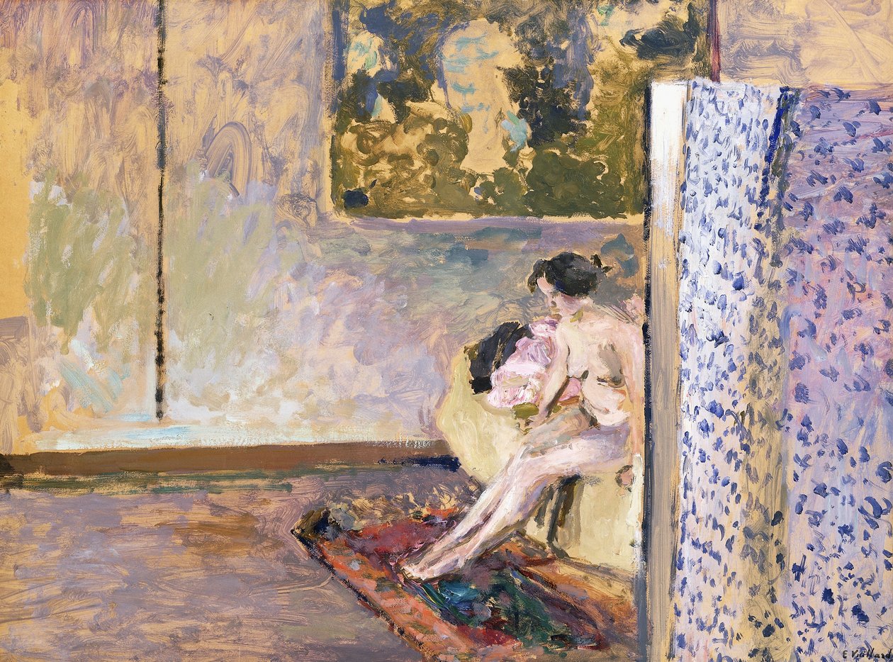 En el estudio de Bonnard en 60 Rue de Douai: Desnudo junto a un biombo de Edouard Vuillard