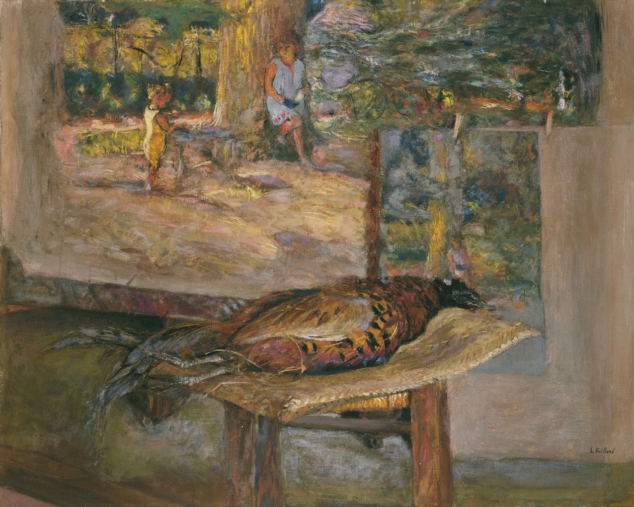 Interior con pinturas y un faisán, 1928 de Edouard Vuillard