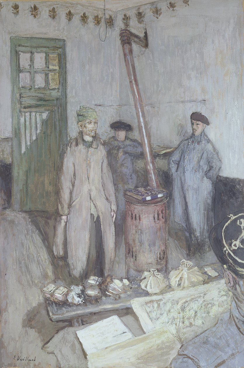 Interrogatorio de un prisionero alemán por un oficial francés, 1917 de Edouard Vuillard
