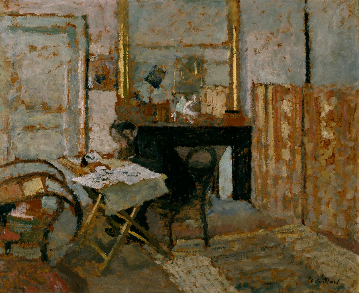 K.X. Roussel Leyendo, c.1904 (óleo sobre cartón) de Edouard Vuillard