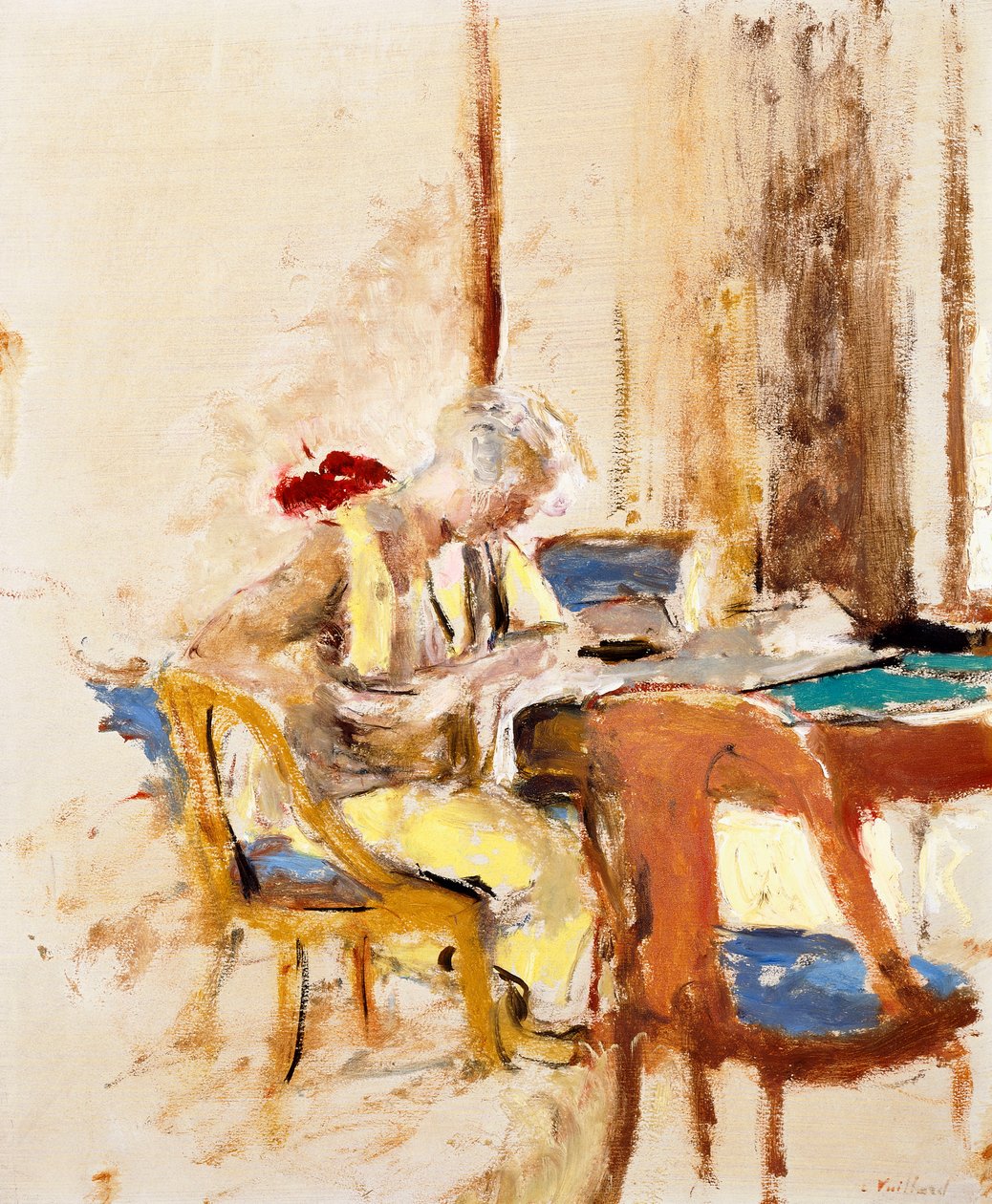 Leyendo en el pequeño salón de Edouard Vuillard