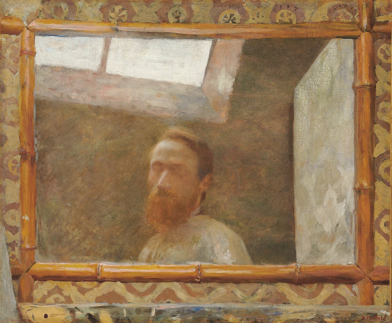 Autorretrato con un espejo de bambú de Edouard Vuillard