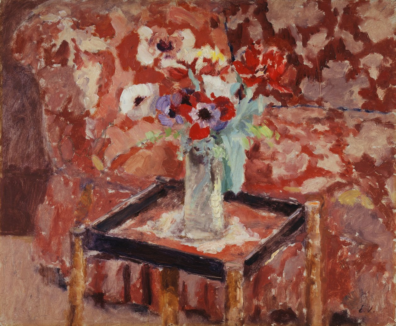 Jarrón de anémonas en una mesa de Edouard Vuillard