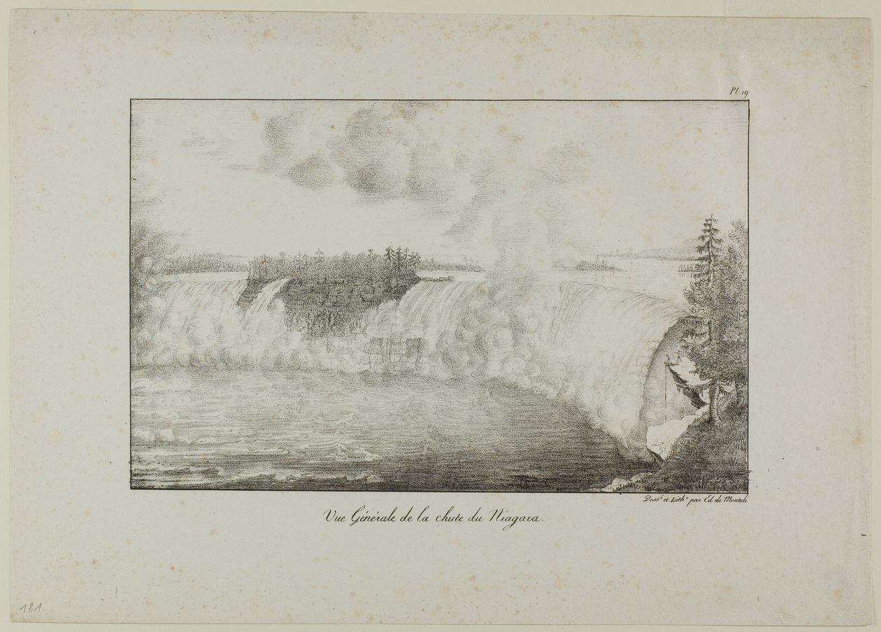 Vista de las cataratas del Niágara de Edouard de Montule