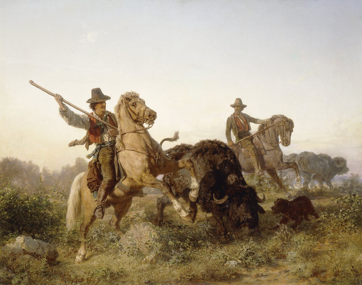 Arreando búfalos de agua, 1862 de Edouard van den Bosch