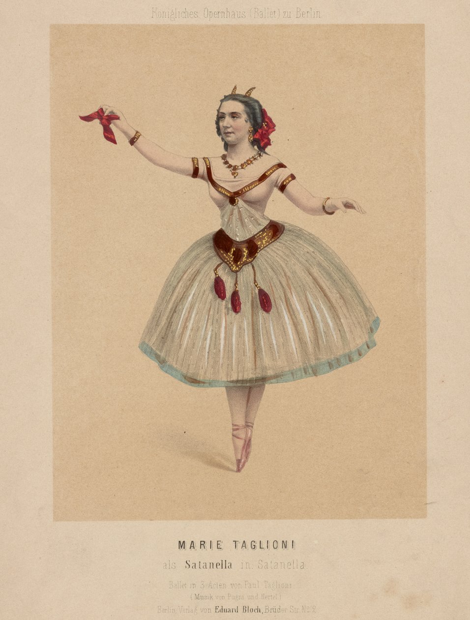Marie Taglioni in Satanella, ein Ballett in 3 Akten choreografiert von Paul Taglioni, mit Musik von Pugni und Hertel von Eduard Bloch