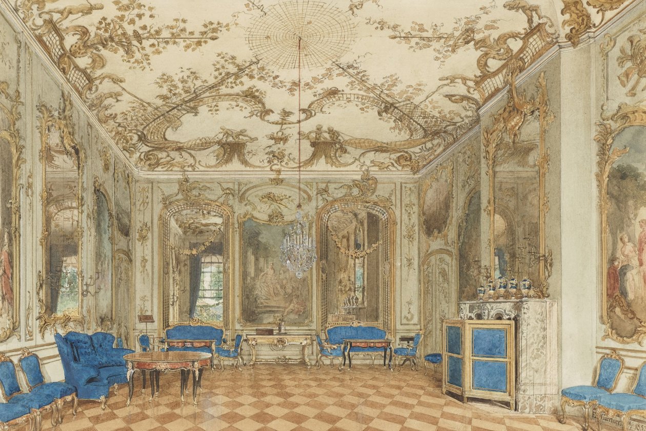 Sala de conciertos del Palacio de Sanssouci, Potsdam, Alemania de Eduard Gaertner