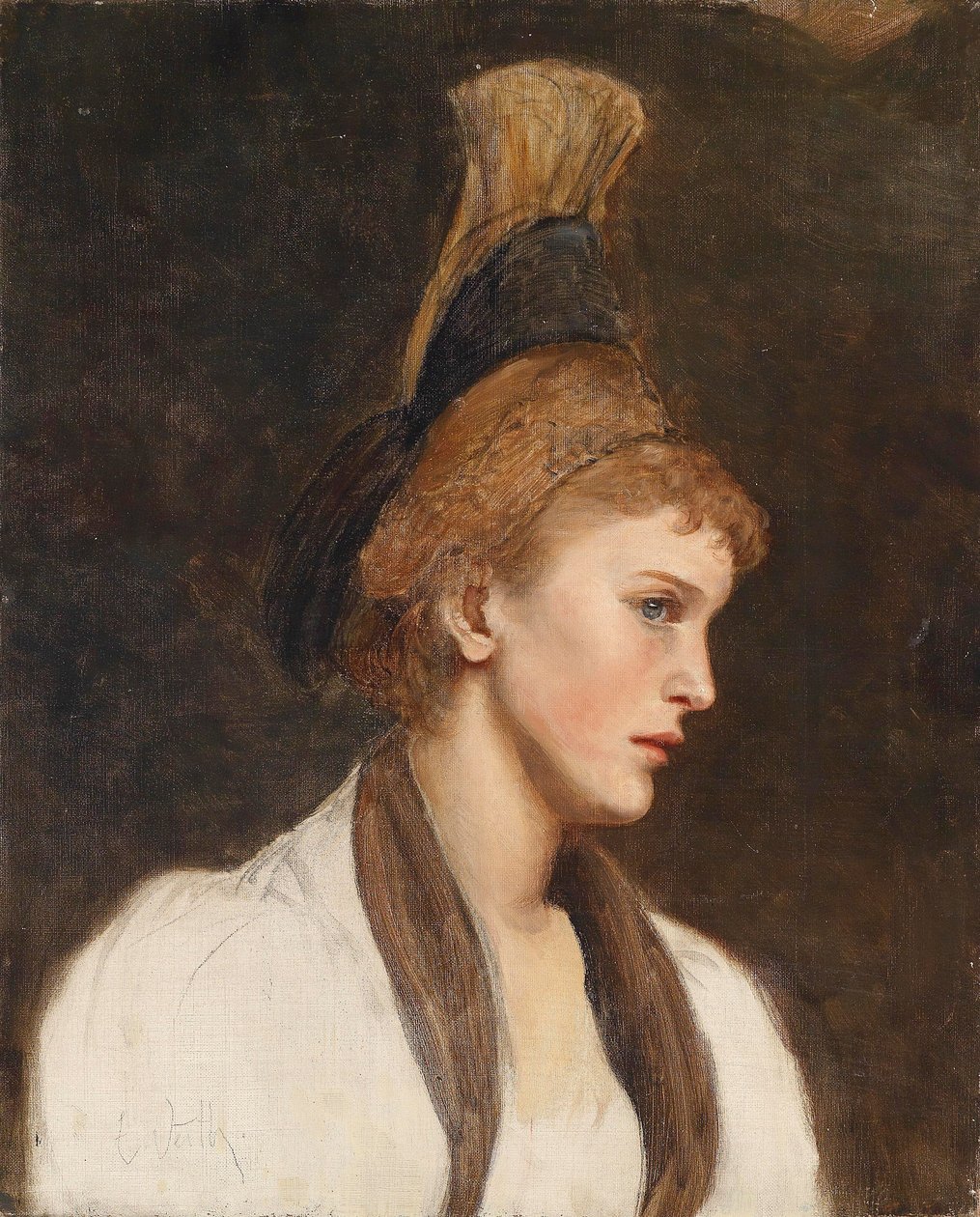 Mujer de perfil con tocado dorado de Eduard Veith