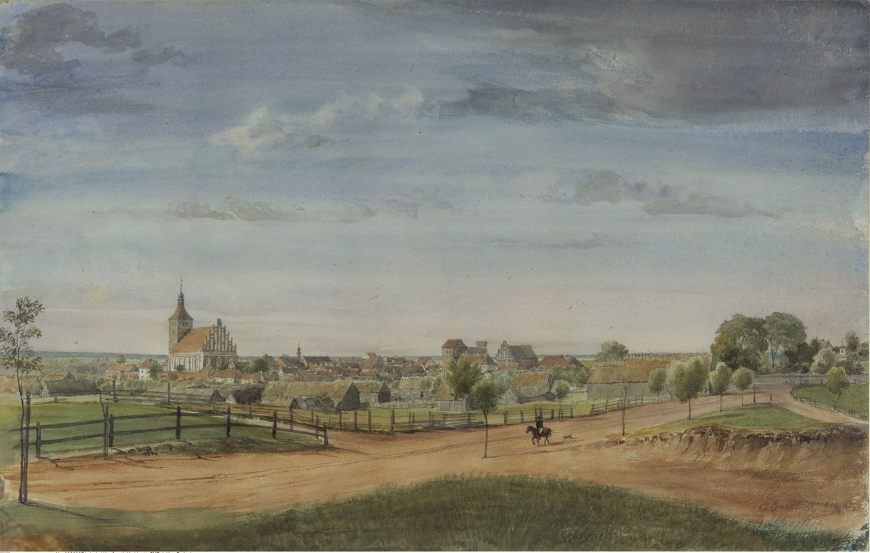 Allenstein [Prusia Oriental] con cruce de caminos en primer plano de Eduard Gaertner