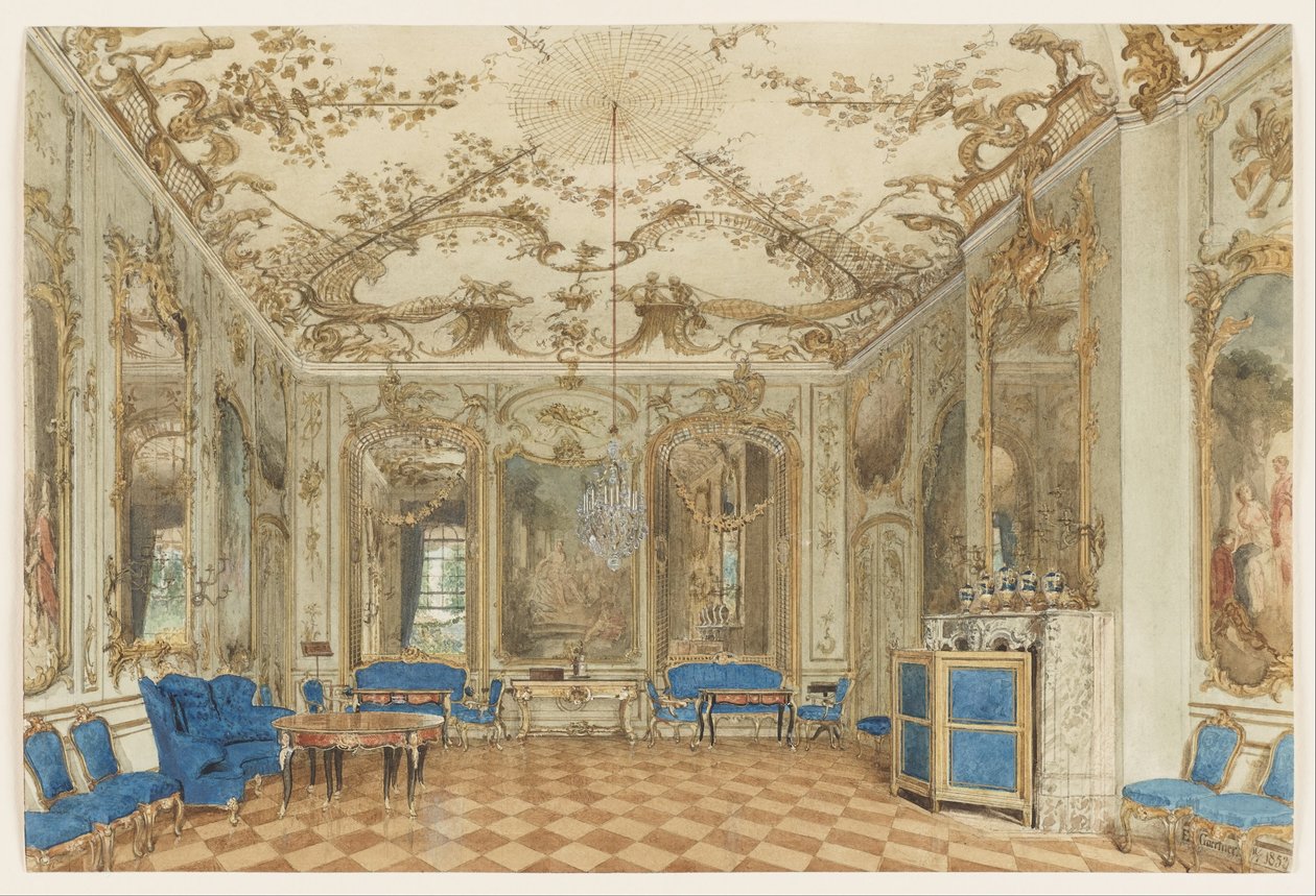 Sala de Conciertos del Palacio Sanssouci, Potsdam, Alemania de Eduard Gaertner