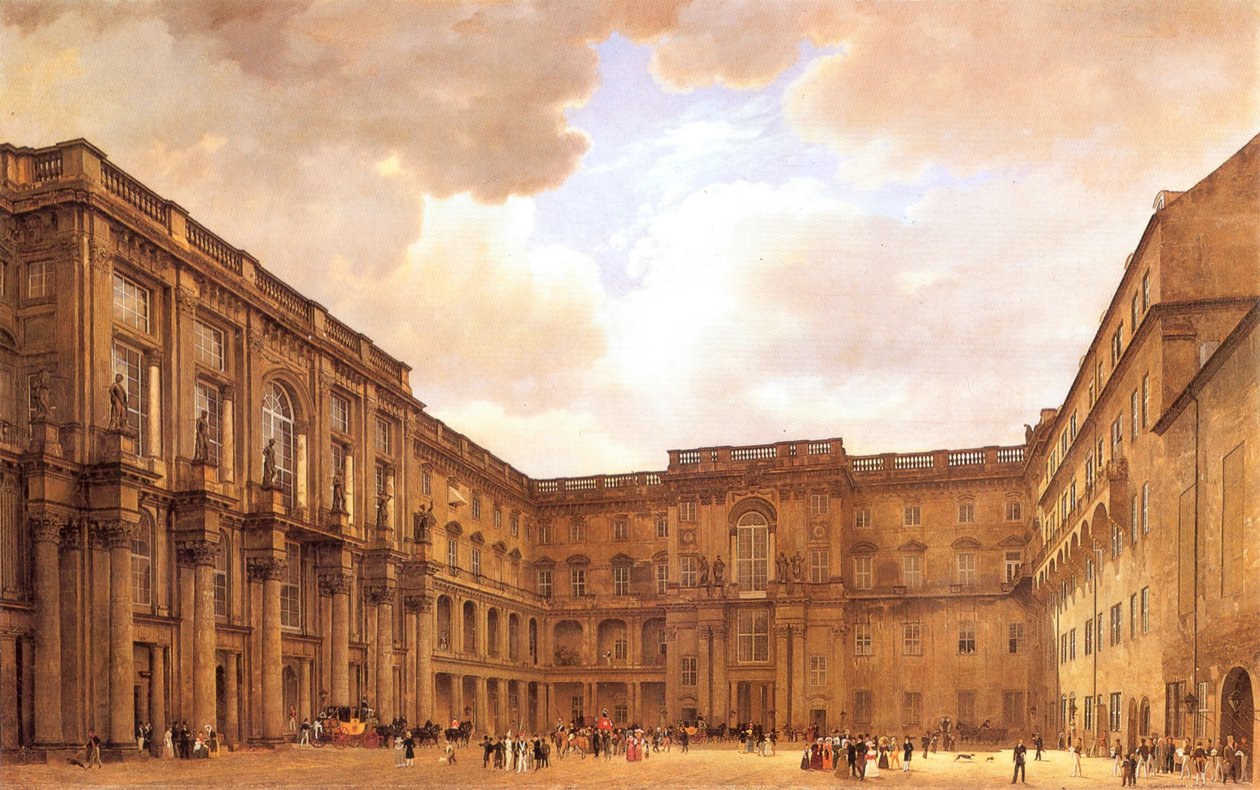Alemán: Schlüterhof im Berliner Schloss
Ruso: Schlüterhof im Berliner Schloss de Eduard Gaertner