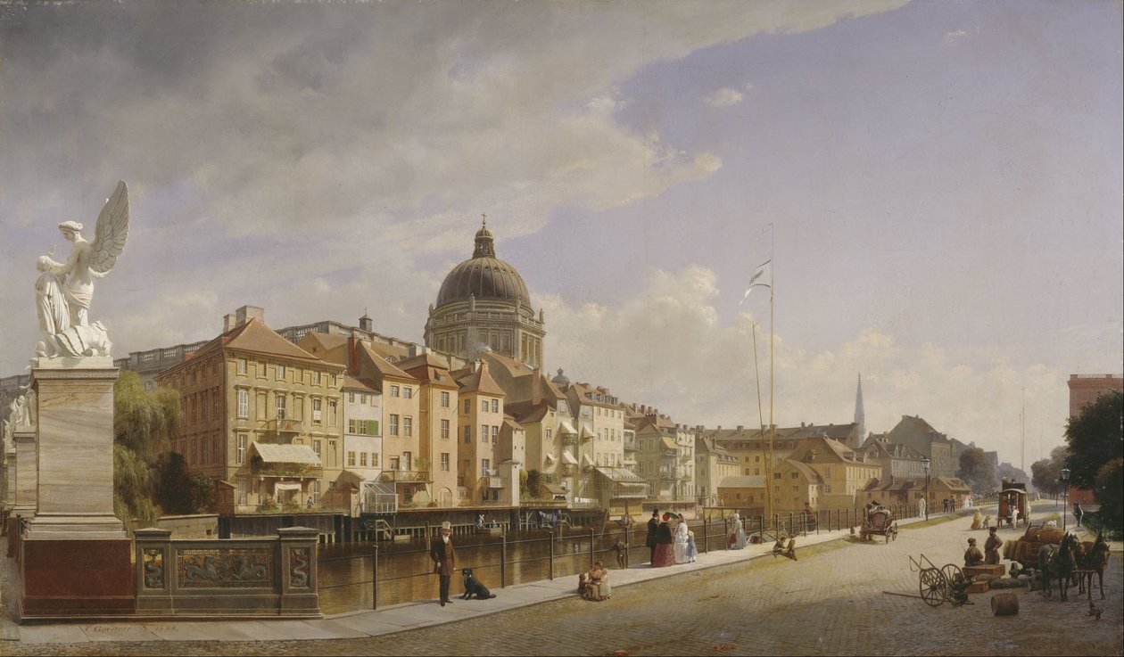 Vista trasera de las casas en Schloßfreiheit de Eduard Gaertner