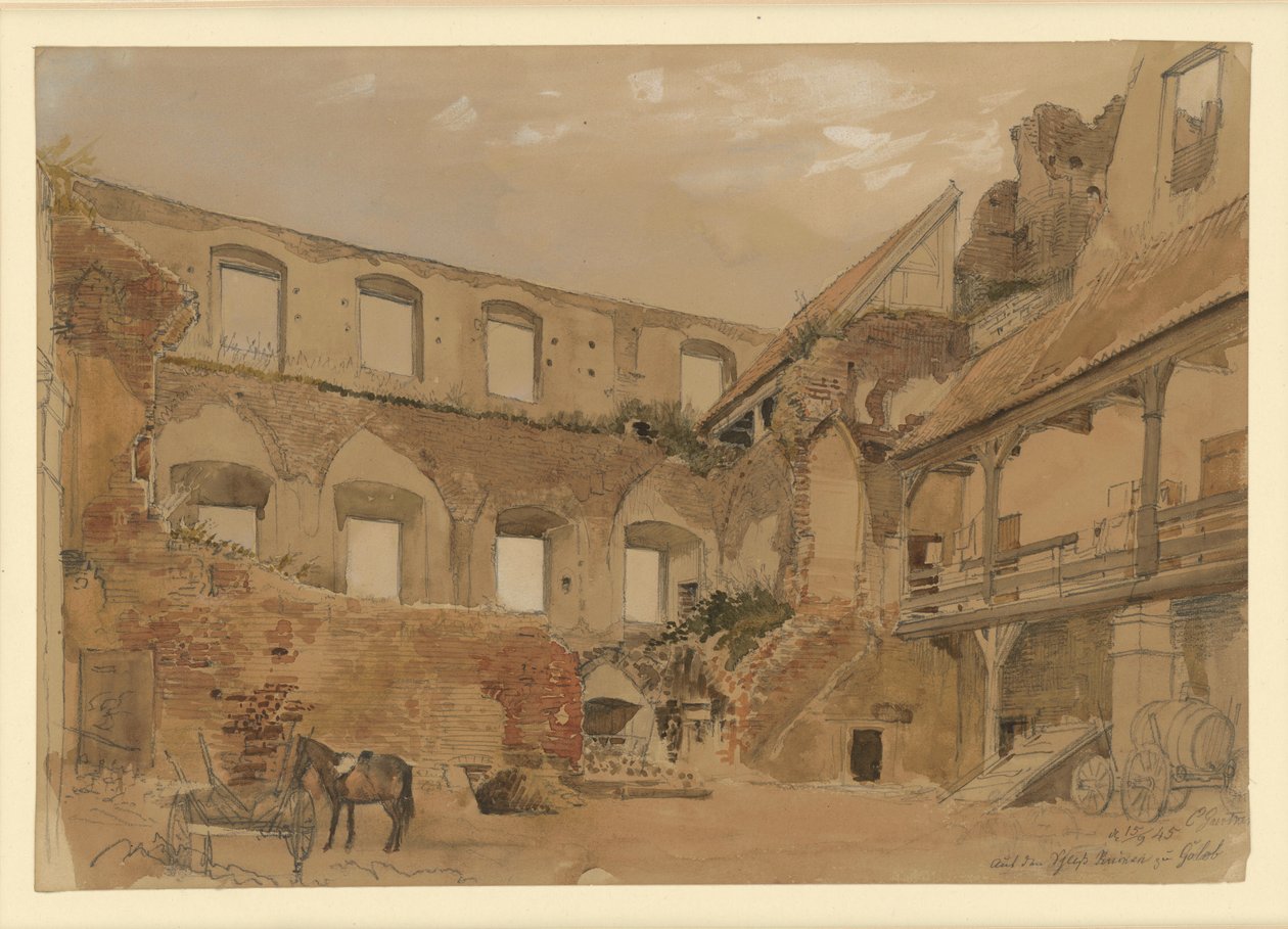 Ruinas del castillo de Gollub, vista del patio de Eduard Gaertner
