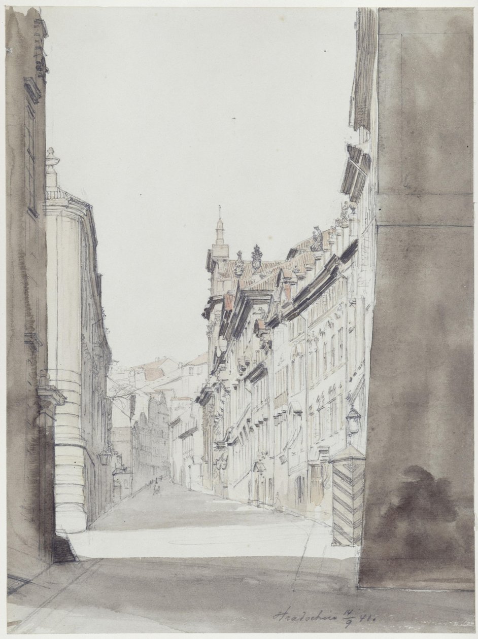 Calle en Hradčany, Praga de Eduard Gaertner