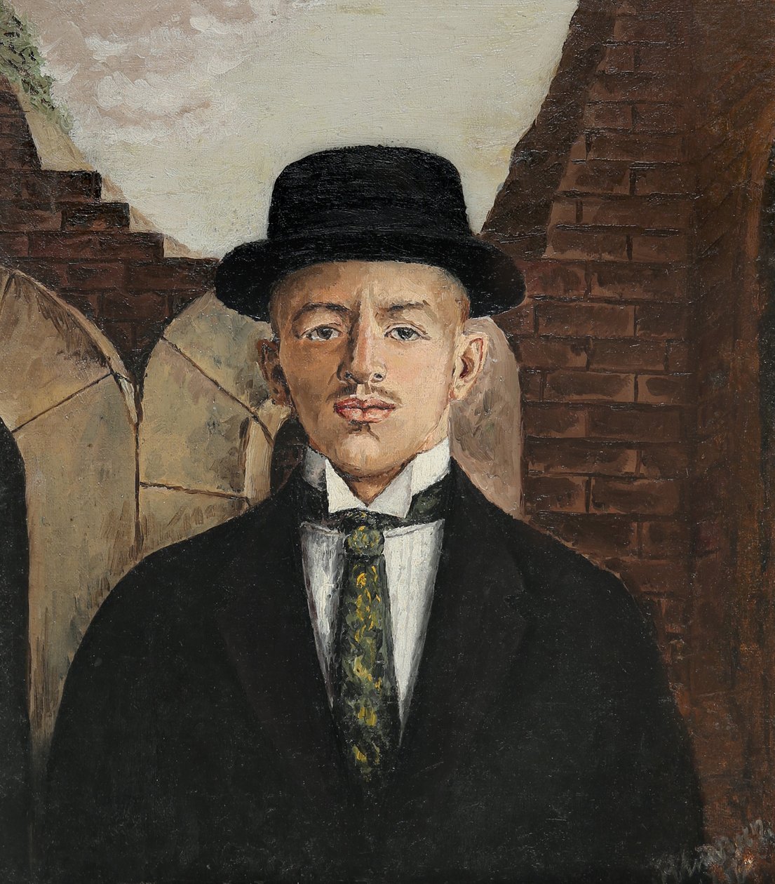 Retrato del poeta Vasili Kamensky con sombrero de copa de Eduard Gustavovich Shiman