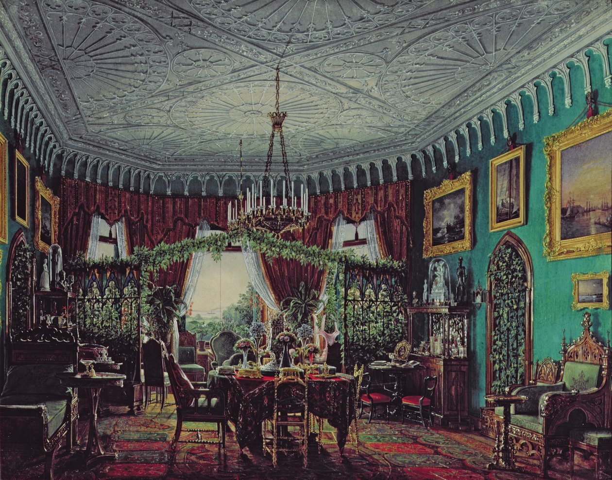 Salón de la Emperatriz Alexandra Feodorovna (1798-1860) 1850s de Eduard Hau
