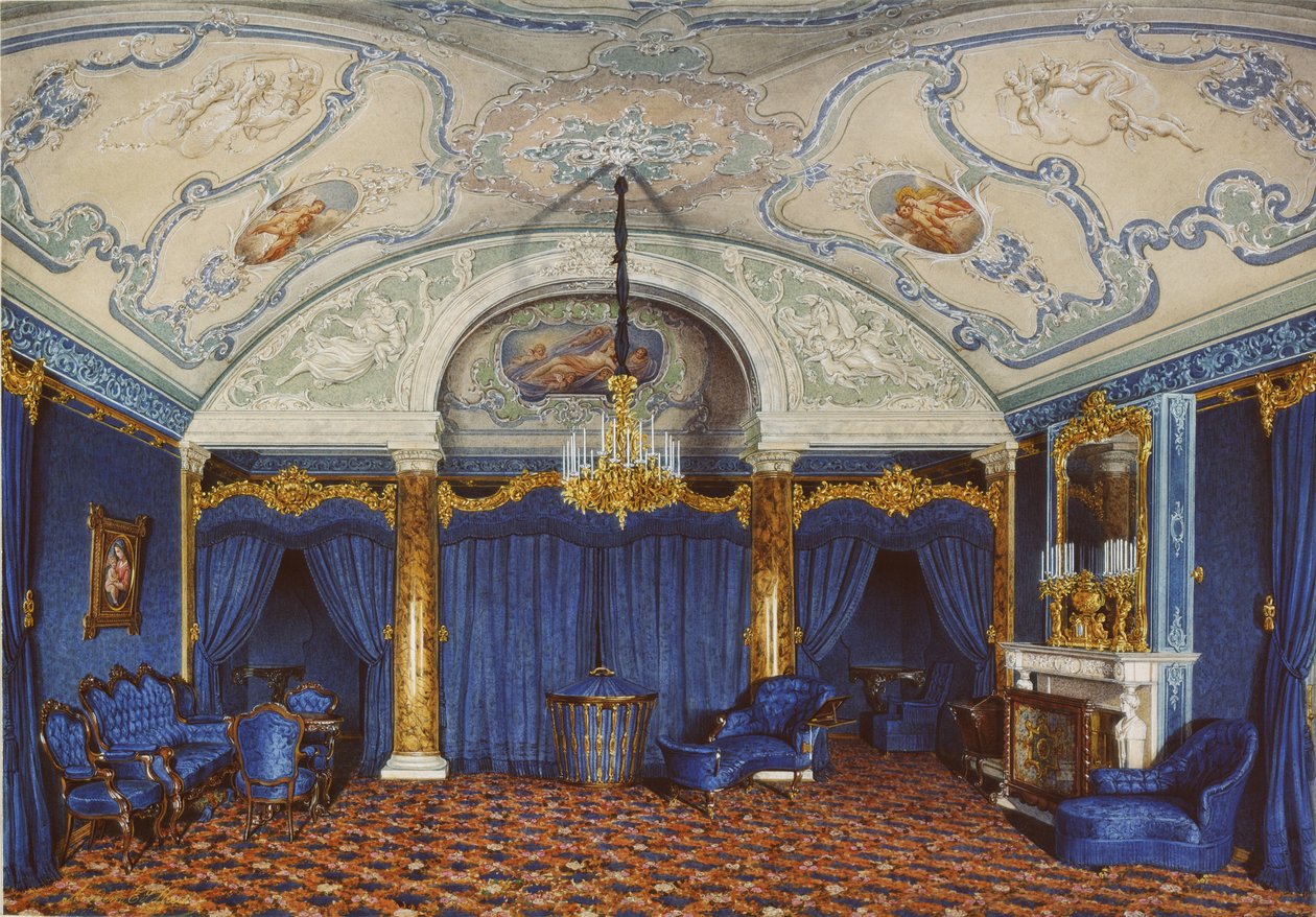 Interiores del Palacio de Invierno. El Cuarto Apartamento Reservado. Un Dormitorio, 1868 de Eduard Hau