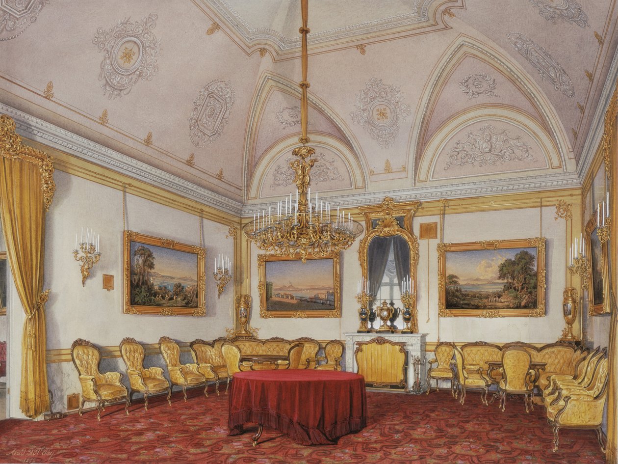 Interiores del Palacio de Invierno. El Tercer Apartamento Reservado. El Salón, 1872 de Eduard Hau