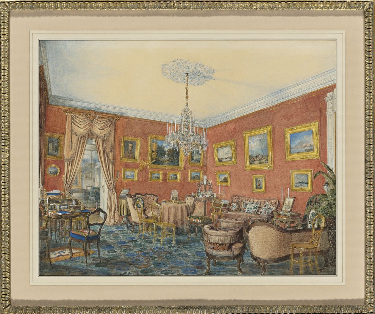 Vista de la sala de dibujo del artista en su casa en San Petersburgo de Eduard Hau