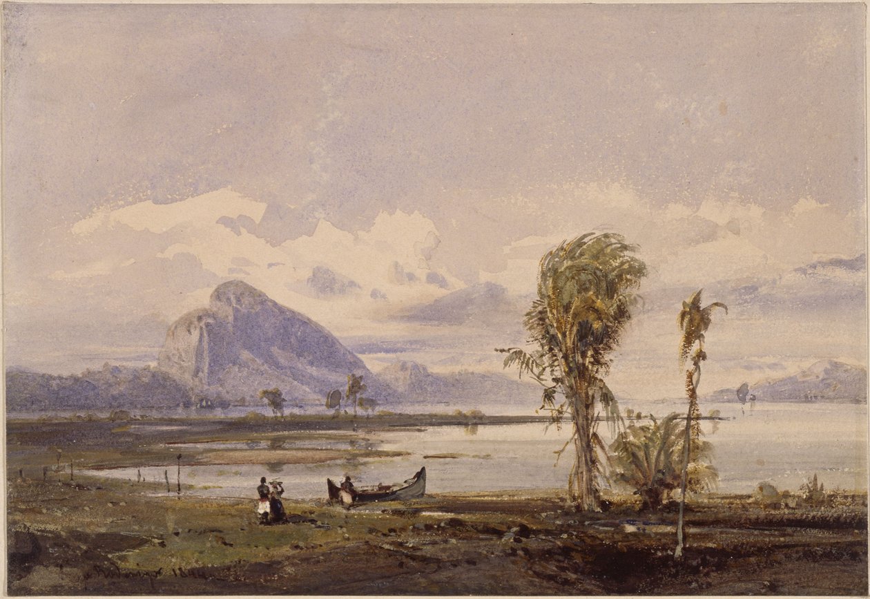 Vista de la Lagoa Rodrigo de Freitas, en Río de Janeiro de Eduard Hildebrandt