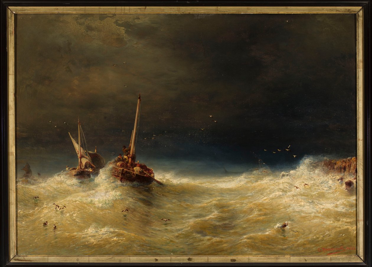 Tormenta en el mar de Eduard Hildebrandt